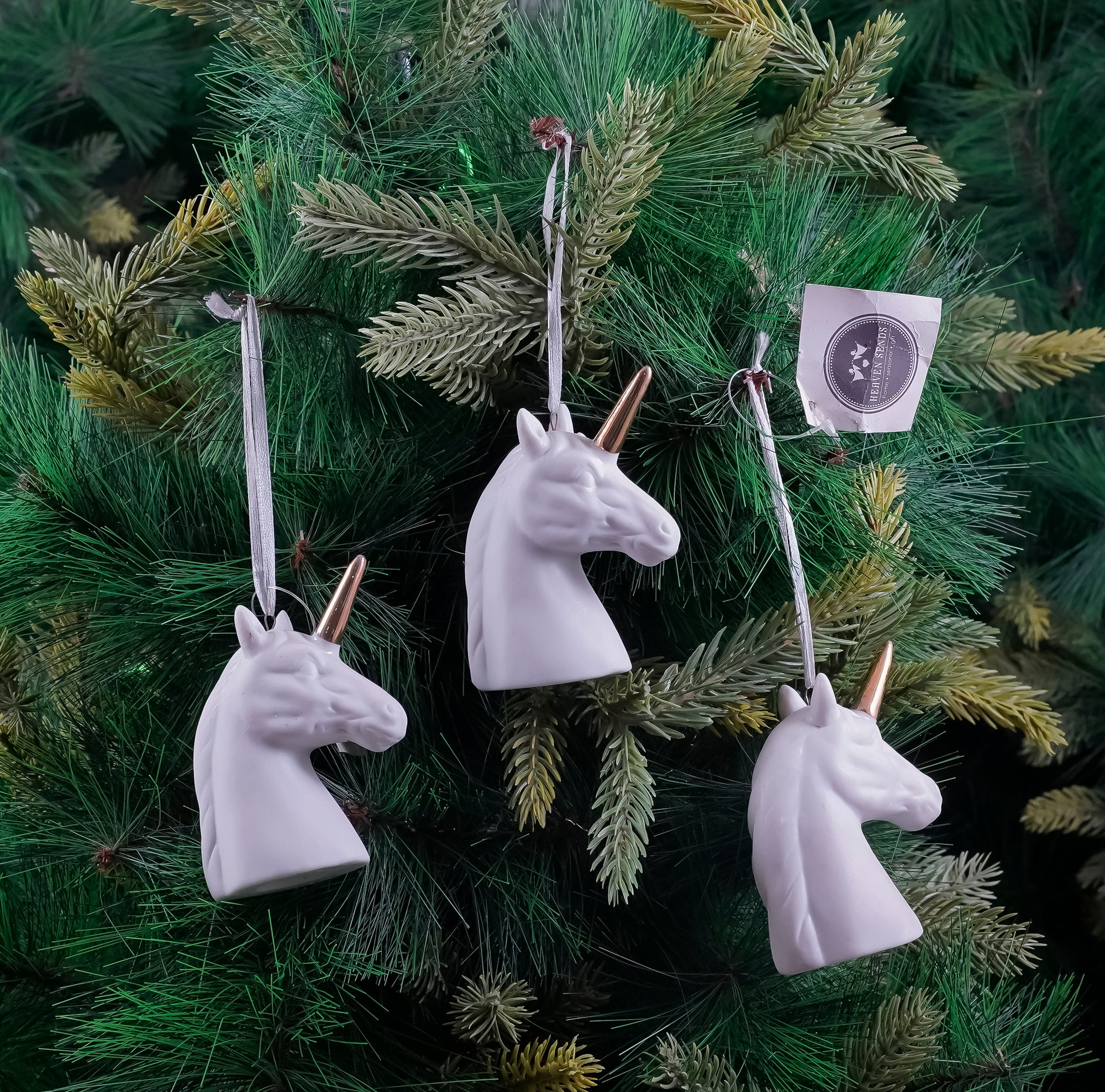 Luxe  Porcelain White Unicorn Ornament- 1Pc