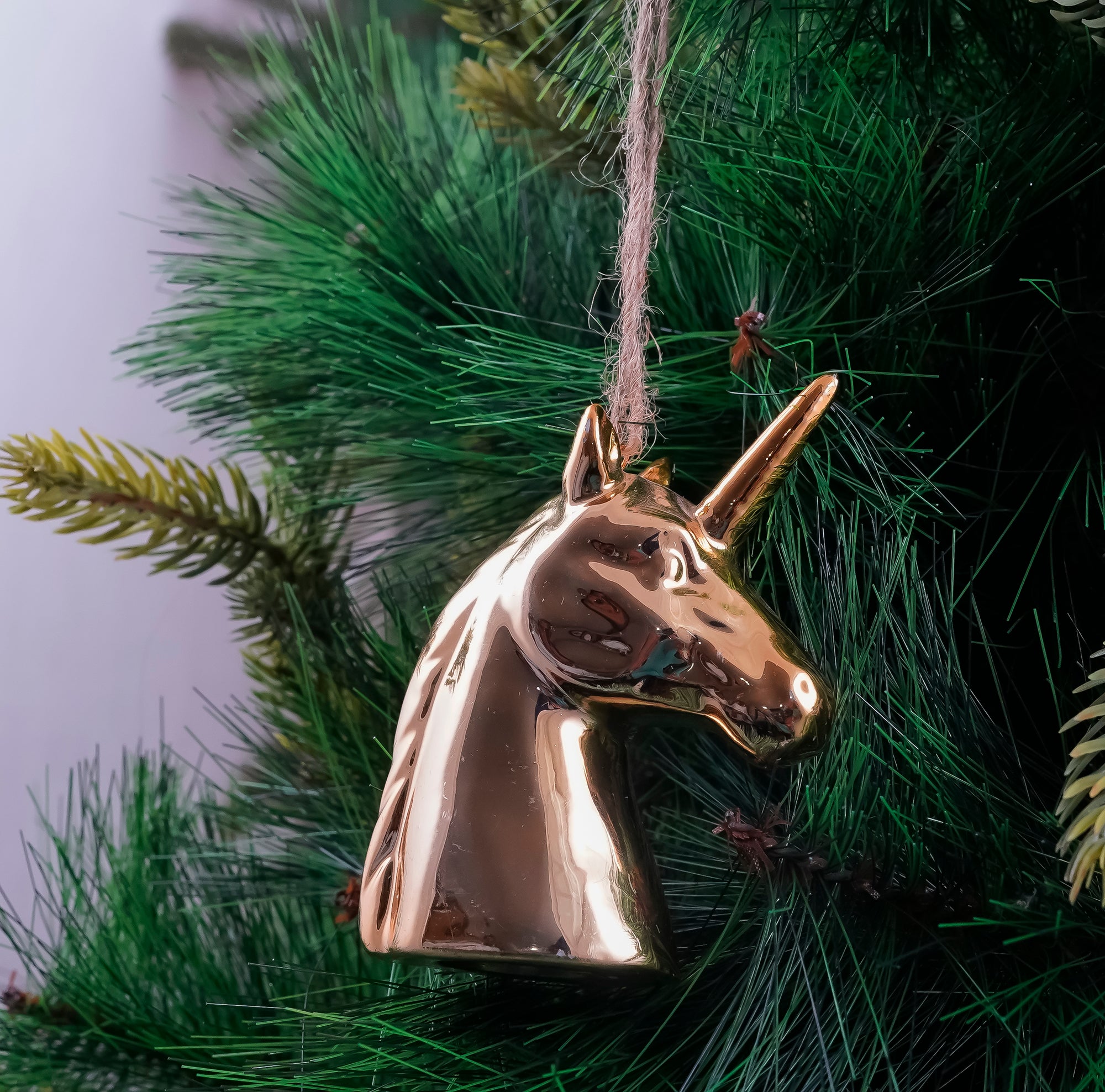 Luxe  Porcelain Gold Unicorn Ornament- 1Pc