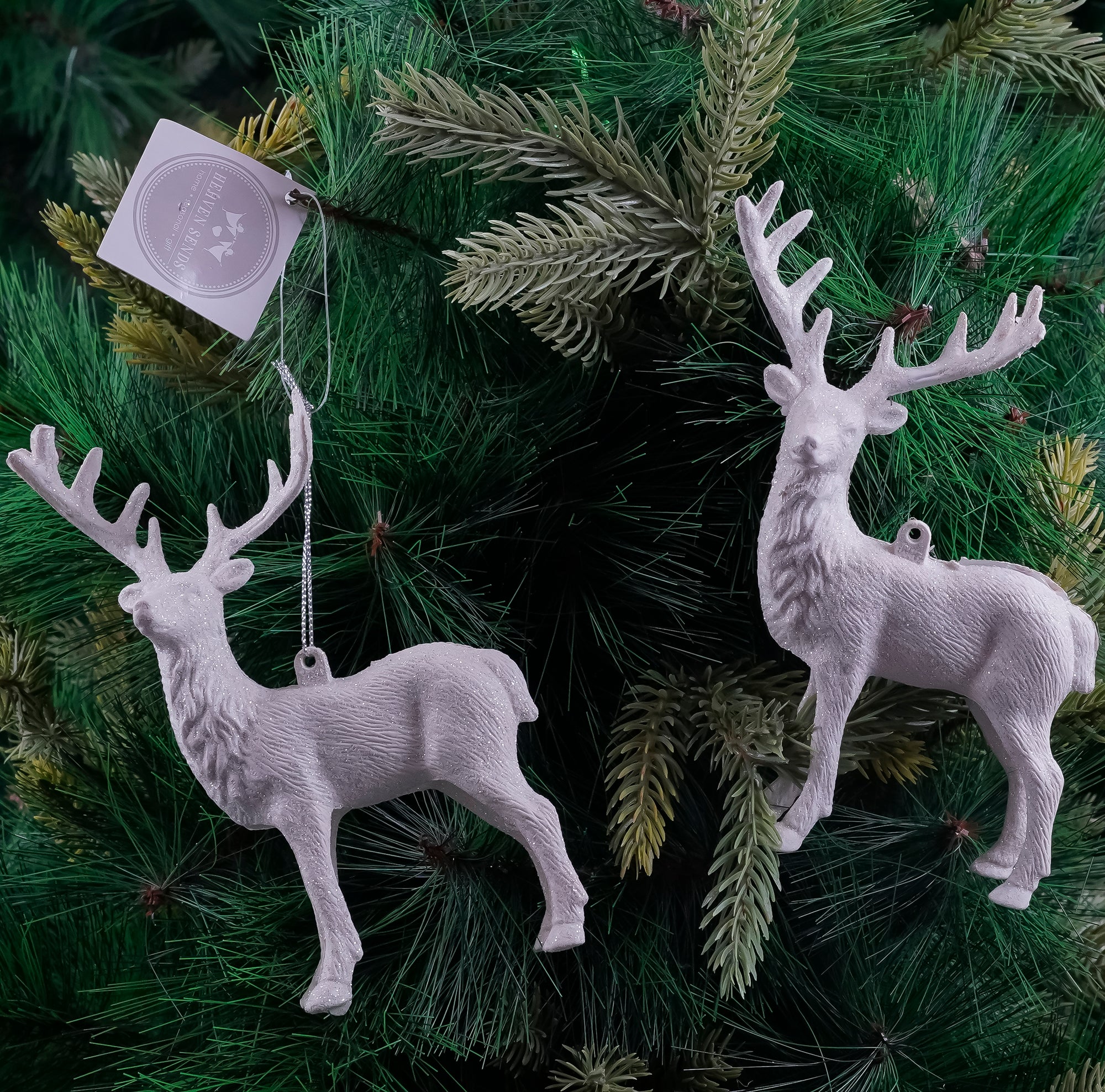 Luxe  Reindeer White Ornament- 1Pc