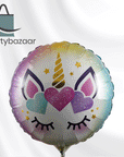 Round Unicorn Eyelashes Balloon