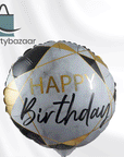 Happy Birthday Marble Mate Black Round Balloon (Helium) - 18 Inches