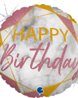Marble Pink Happy Birthday Round Balloon