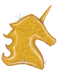Gold Glitter Unicorn Balloon (Helium) - 38 Inches