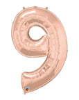 Number 9 Rose Gold (Helium) - 34 Inches