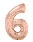 Number 6 Rose Gold (Helium) - 34 Inches