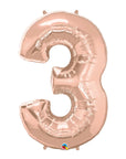 Number 3 Rose Gold (Helium) - 34 Inches