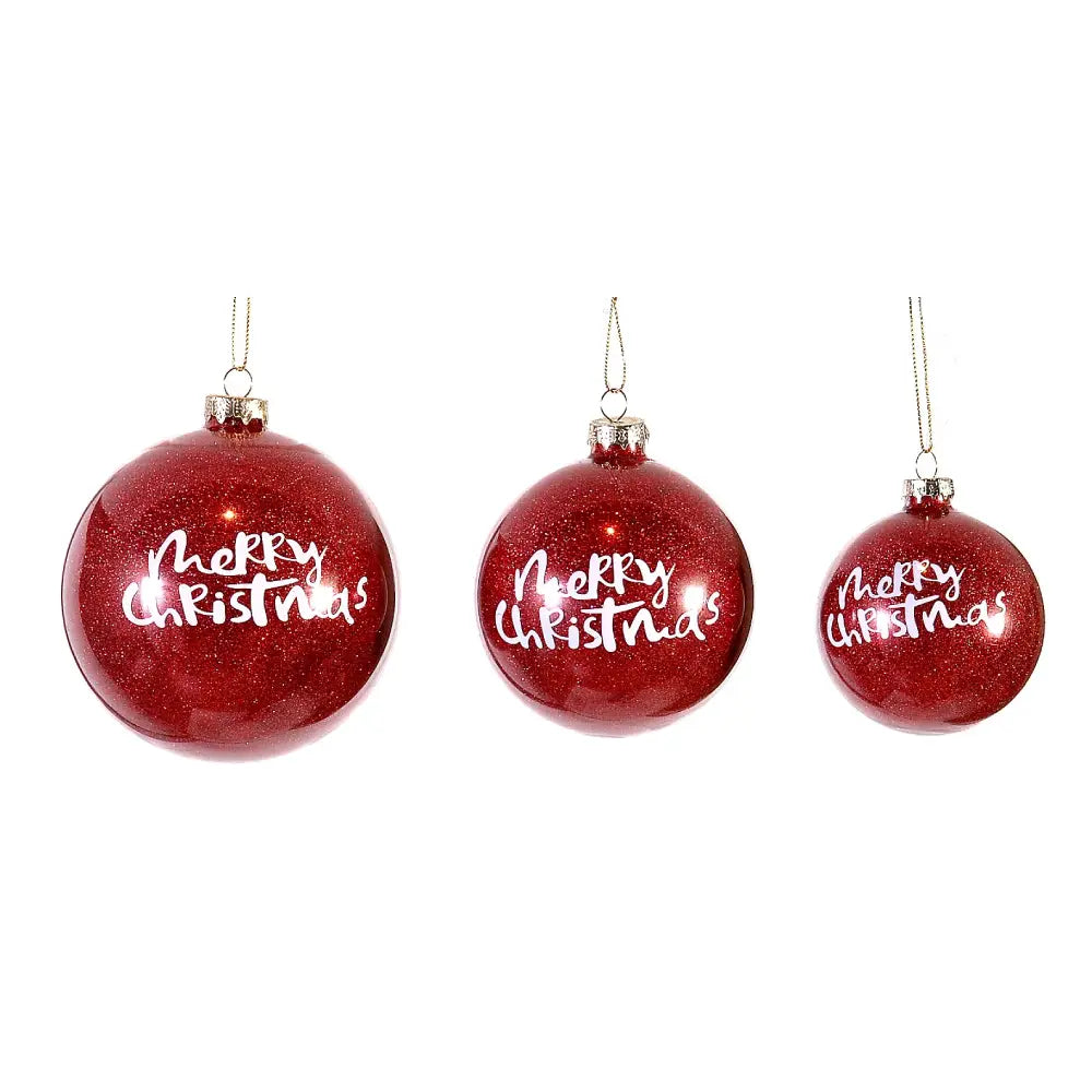 Premium Glass with Merry Christmas Text Ornament- 1Pc