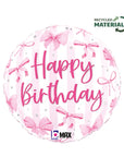 Happy Birthday Pretty Pink Bow Round Balloon