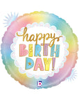 Happy Birthday Rainbow Holographic Opal Balloon