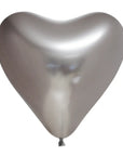 Chrome® Silver Heart Latex Balloon (Helium/Air Filled) - 12 Inches