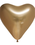 Chrome® Gold Heart Latex Balloon (Helium/Air Filled) - 12 Inches