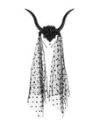 Devil Horns Headband with Tulle Black 30x76 cm