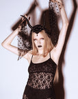 Devil Horns Headband with Tulle Black 30x76 cm