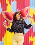 Foil Balloon Heart Glasses (Helium)- 38*16 Inches