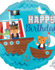 Happy Birthday Pirate Ship Round Balloon