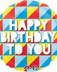 Happy Birthday Plaid Round Balloon