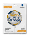 Marble Blue Happy Birthday Round Balloon