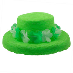 Premium Summer Hat Organza Flower Lei - Neon Green