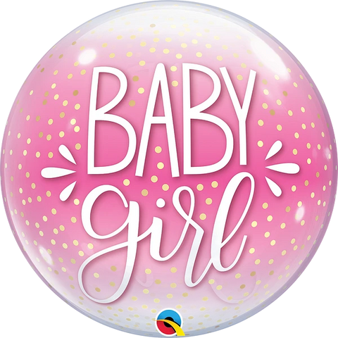 Bubble Baby Girl Pink & Confetti Dots (Helium) - 22 Inches