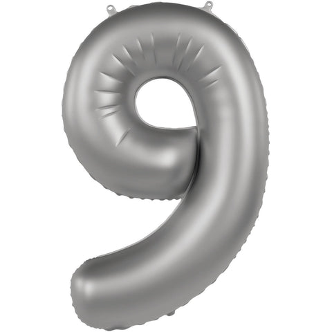 Number 9 Moonlight Silver (Helium) - 34 Inches