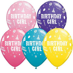 Assorted Birthday Girl Latex Balloon (Helium/Air Filled) - 11 Inches