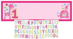 Plastic Personalised 1st Birthday Girl Banner - 6Ft