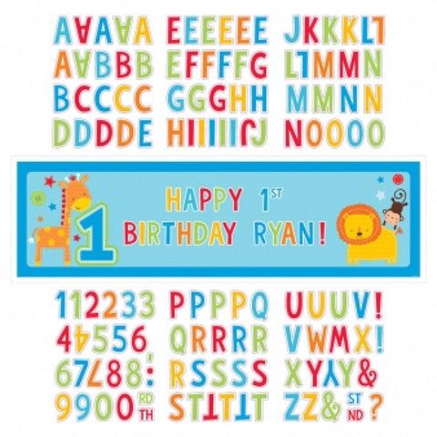 Plastic Personalised 1st Birthday Boy Sign Banner - 6Ft