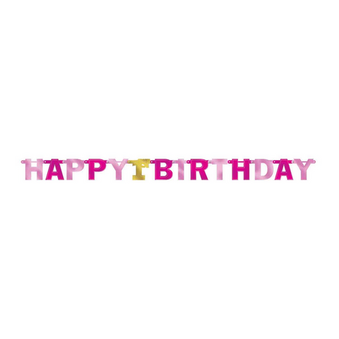 Paper Letter Banner 1st Birthday Girl- 7 Feet