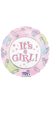 Round It's a Girl Dot & Pin (Air-filled) - 4 Inches