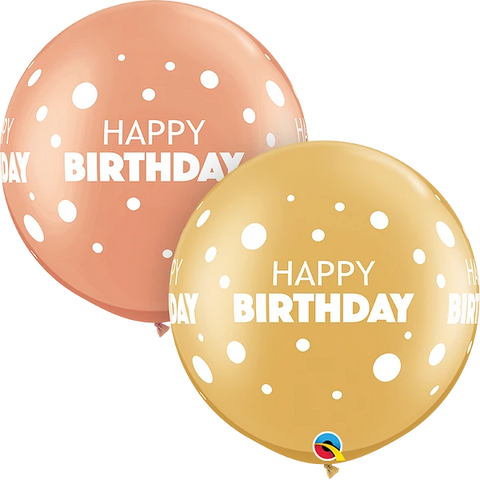 Assorted Birthday Big & Little Dots Round Balloon (Helium/Air Filled) - 30 Inches