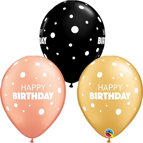 Birthday Big & Little Dots Latex Balloon (Helium/Air Filled) - 11 Inches