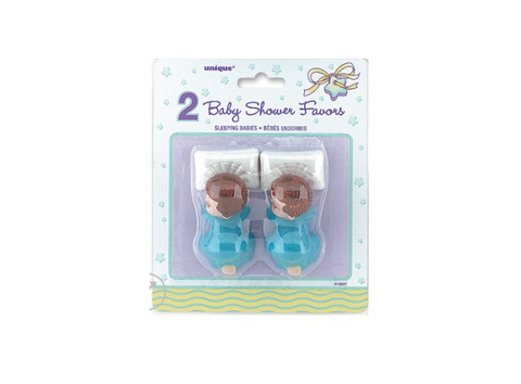 Baby Shower Blue Sleeping Babies Favors 2.5 In- 2pc