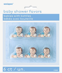 Baby Shower Blue Babies With Bottle Favors 3 In- 6pc