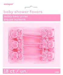 Baby Shower Pink Teddy Bear Favors 9cm- 18pc