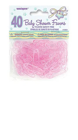 Baby Shower Pink Plastic Safety Pins 3cm- 40pc