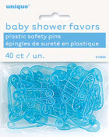 Baby Shower Boy Plastic Safety Pins 3cm- 40pc