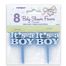 Baby Shower Blue Its a Boy Cake Pick 4cm- 8pc