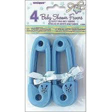 Baby Shower Blue Safety Pins With Ribbons Favors 11cm- 4pc