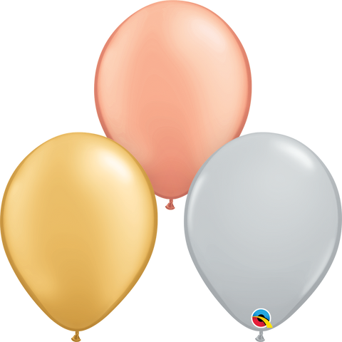 Tri-Colour Metallic Assortment Balloon (Helium/Air Filled) - 16 Inches