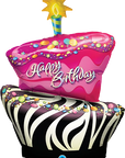 Birthday Funky Zebra Stripe Cake (Helium) - 41 Inches