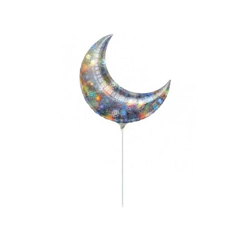 Silver Firework Crescent (Moon) (Air-Filled) - 10 Inches