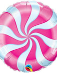 Round Pink Candy Swirl Circle  (Helium) - 18 Inches