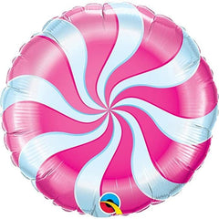 Round Pink Candy Swirl Circle  (Helium) - 18 Inches