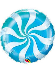 Round Blue Candy Swirl Circle  (Helium) - 18 Inches