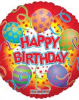 Round Happy Birthday Red Balloon (Helium) - 18 Inches