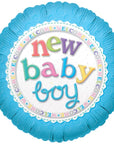 Round New Baby Boy Balloon (Helium) - 18 Inches