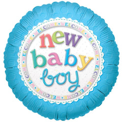 Round New Baby Boy Balloon (Helium) - 18 Inches