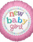 Round New baby Girl (Helium) - 18 Inches