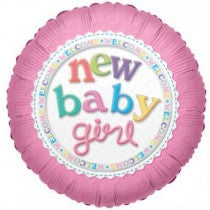 Round New baby Girl (Helium) - 18 Inches