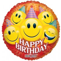 Round Birthday Party Smile (Helium) - 18 Inches